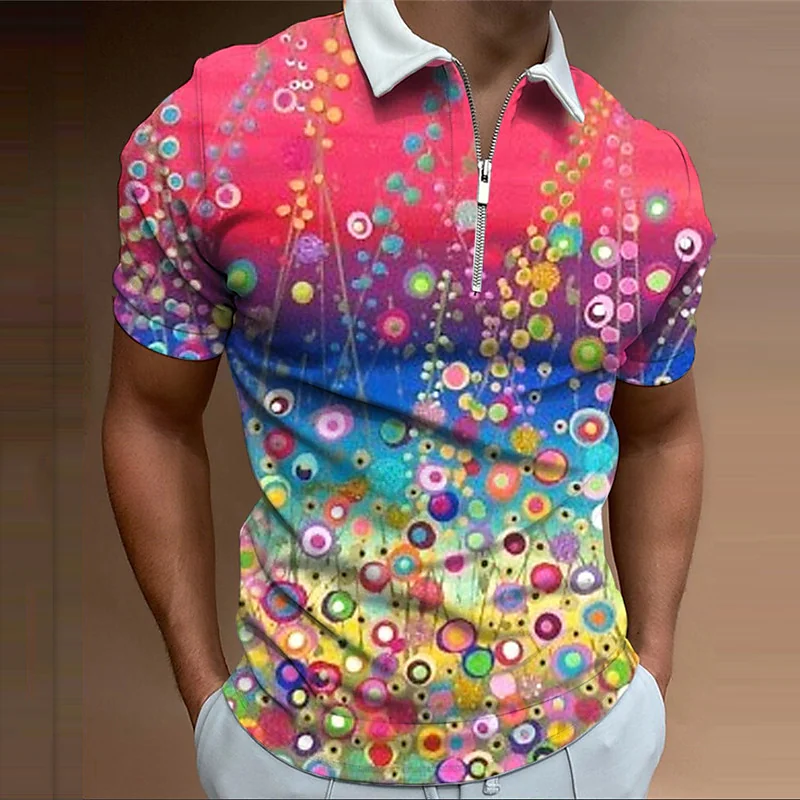 Pánská polokošile s krátkým rukávem design na zip klopa 3D polokošile pánská pouliční ležérní móda pánský top_voghion.com