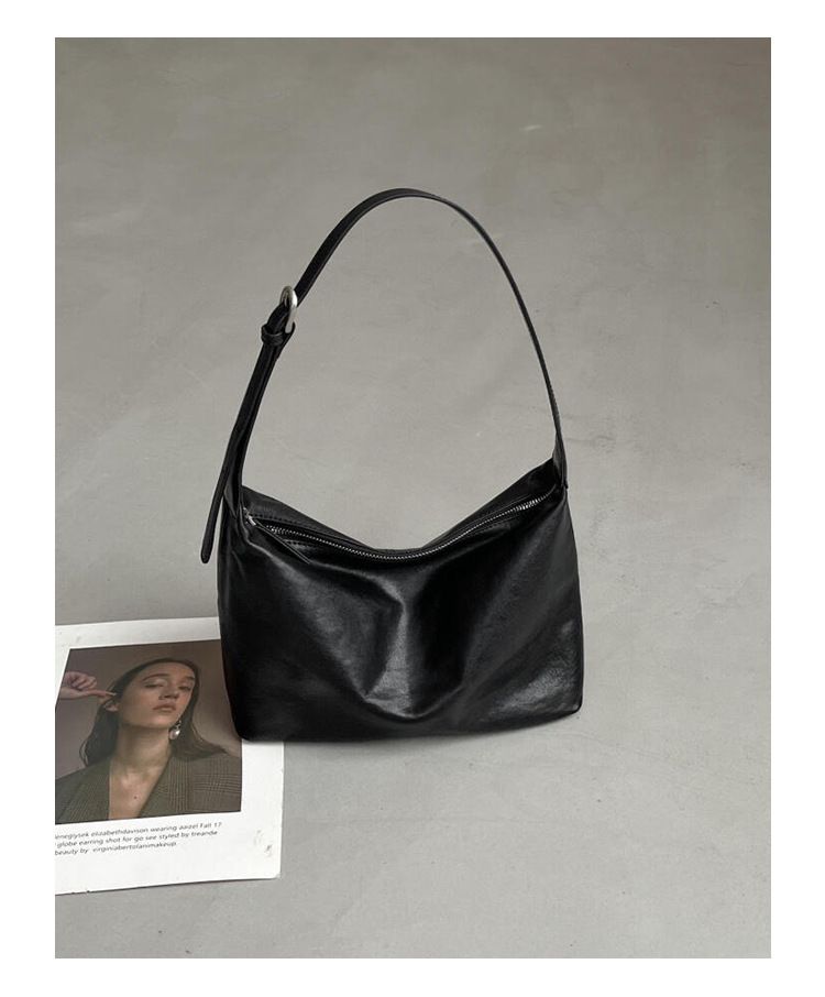 Borsa a tracolla da donna, in pelle bovina conciata al vegetale, con strato superiore, hobo bag in pelle, borsa tote da ascella, borsa Jiaozi a tracolla di grande capacità da donna_voghion.com