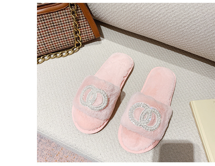 Fellhausschuhe im Feenstil für Damen zum Tragen von Oberbekleidung, neu, für den Innenbereich, weiche Sohle, bequem, einzeilig, offene Zehenpartie, Baumwolle_voghion.com