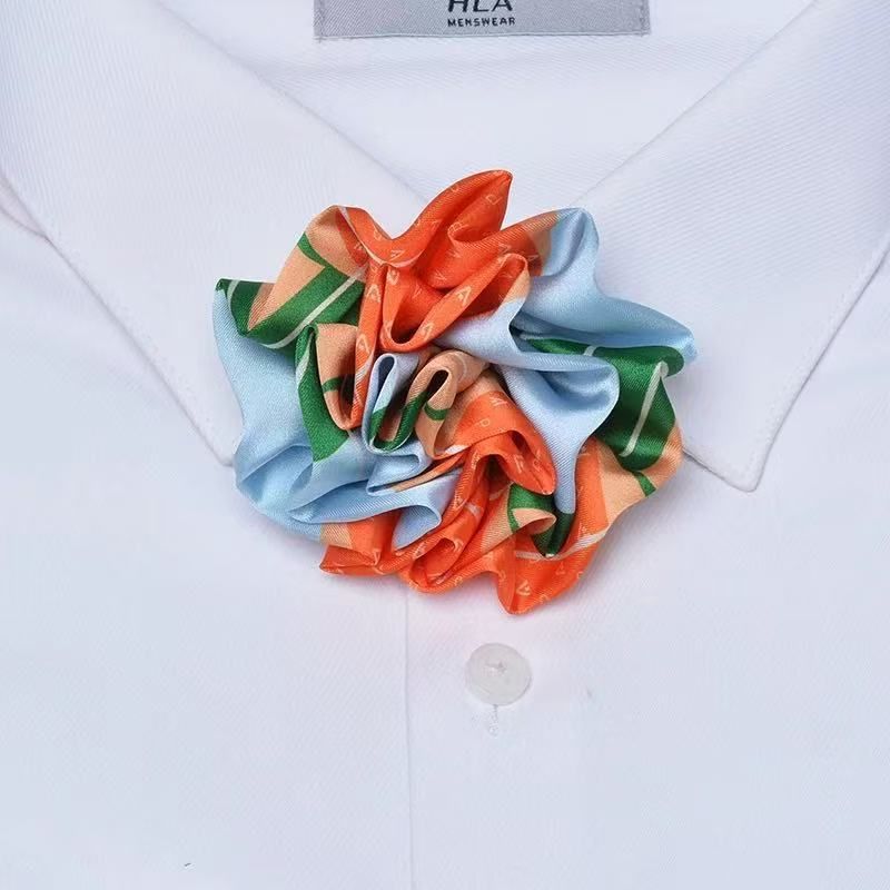 Ping An Bank Brosche Damen Kopf Blume Netztasche Herren Arbeit Orange Perlen Professionelle Krawatte_voghion.com