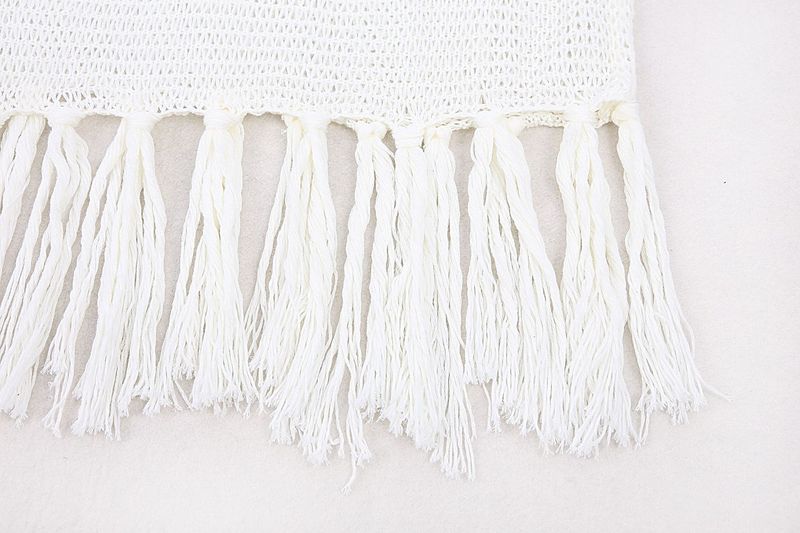 Women's Crochet Lace Fringe Beach Cover Up – Boho Chic Bikini Wrap, Lightweight Sun Protection Shirt, One Size Fits All_voghion.com