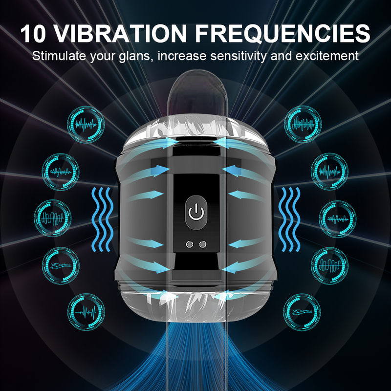 Masturbateur automatique pour homme, puissant, 10 vitesses, vibration, tasse de masturbation, exercice en silicone, rechargeable_voghion.com