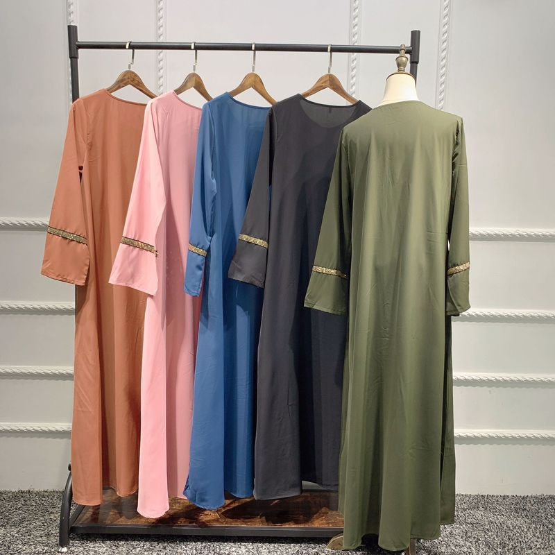 Women's clothing New Malaysian women's gown panels trimmed sequin dress Muslim abaya_voghion.com