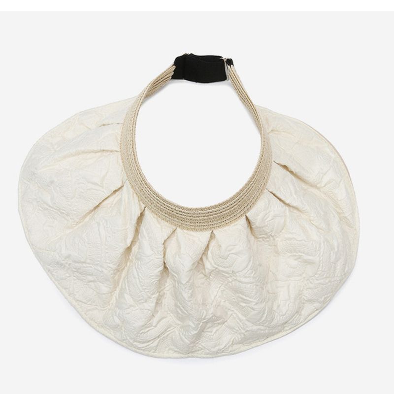 Cappello da pescatore estivo versatile con protezione UV da donna, tesa larga, parasole aperto, in paglia_voghion.com