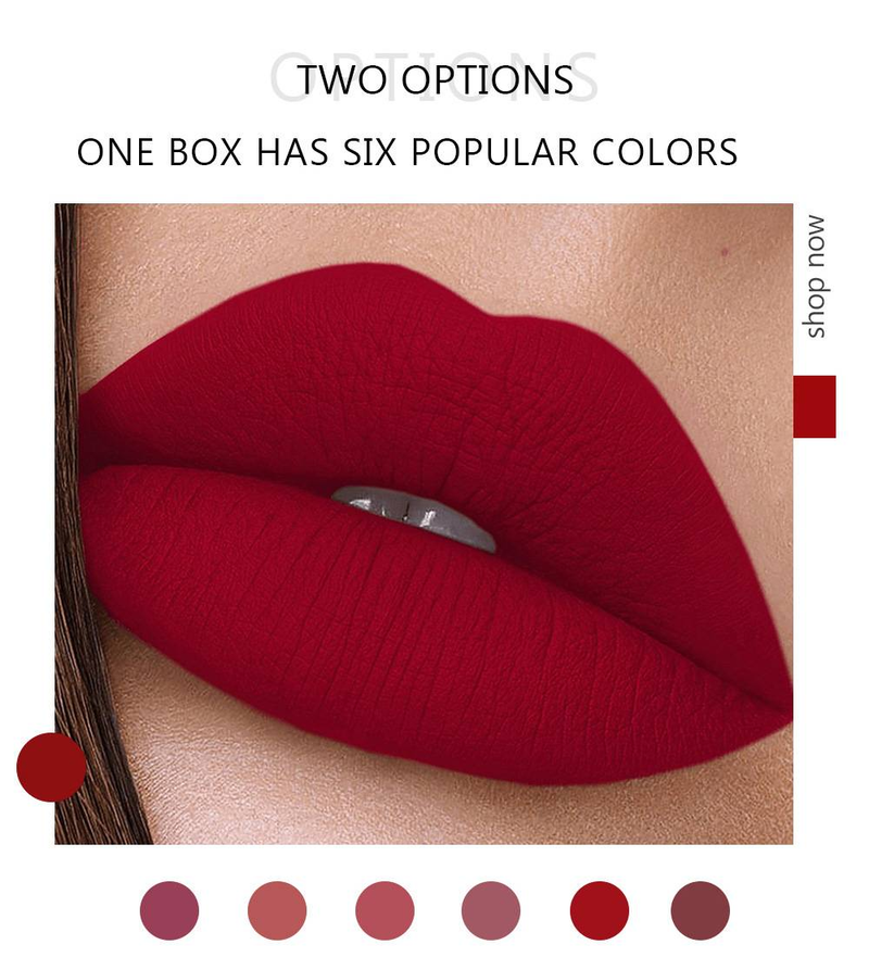 Matte lipstick waterproof non-stick cup 6 lip gloss gift box_voghion.com