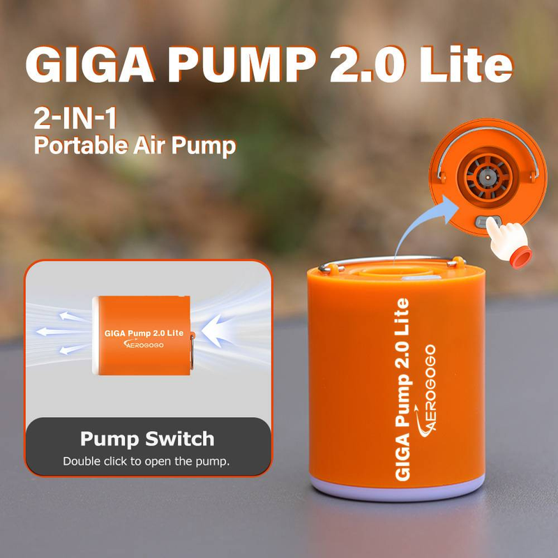 GIGA Pump 2.0 Mini pompe à air pour matelas, tapis, camping, extérieur, gonfleur électrique portable, anneau de natation, pompe à vide avec 5 buses_voghion.com