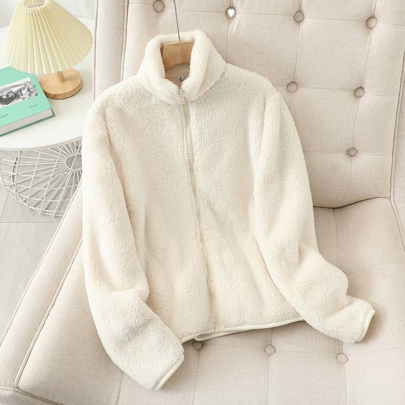 Women's Clothing Double sided long plush polar fleece jacket _voghion.com
