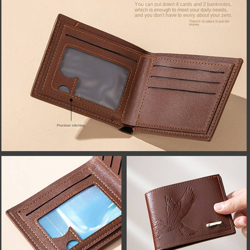 Men's Short Wallet - PU Vintage Coin Purse, Anti-Theft Card Holder, Leather Wallet for Secure Storage_voghion.com