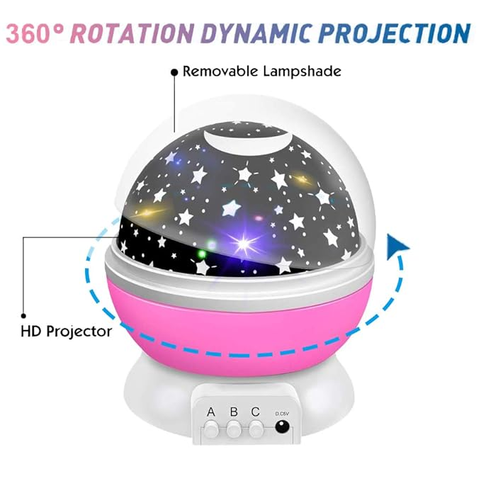 360° pyörivä Moon Star -projektorin pöytälamppu 12 väriä vaihtava valotila USB Soveltuu makuuhuoneen juhlakoristeisiin ja lahjoihin_voghion.com