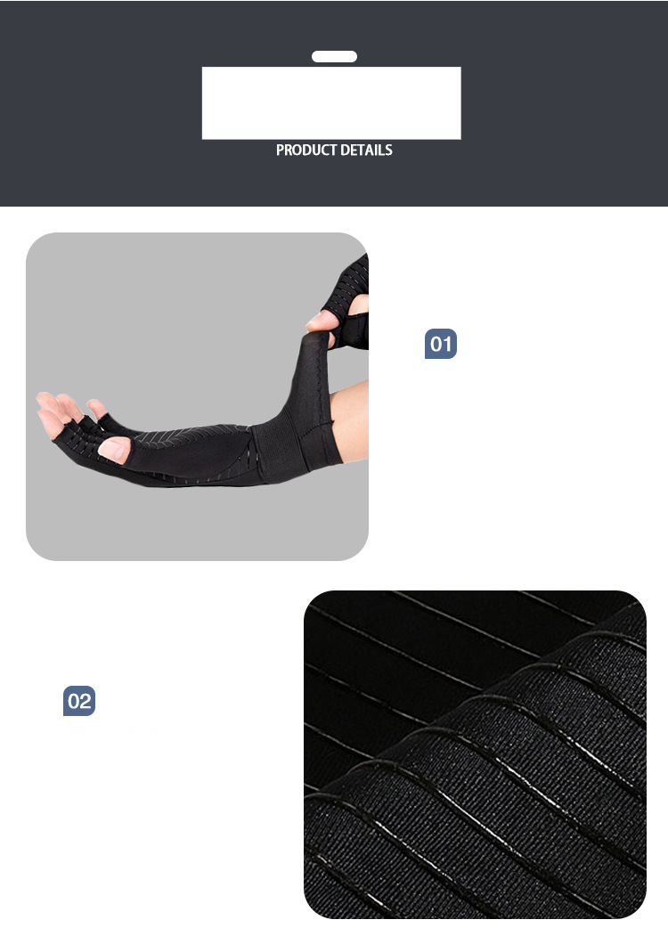 Half vinger druk handschoenen Kopervezel fitness band Sport outdoor antislip gewrichtsverzorging fiets handschoenen_voghion.com