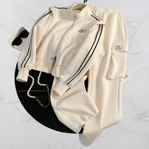 Abbigliamento da donna Casual Sportivo Tuta Autunno Riducente Slim Cerniera Collo Alto Alla Moda Due Pezzi Tuta_voghion.com