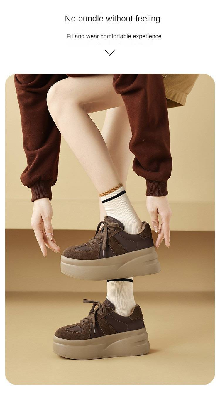 cameido【Aumento istantaneo dell'altezza】Scarpe casual da donna con suola spessa per figure minute nell'autunno 2024, mocassini con plateau in nabuk retrò_voghion.com