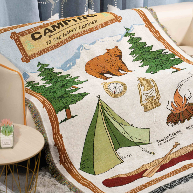 Outdoor Camping Picknick Matte Universal Reine Baumwolle Nickerchen Homestay Bett Ende Decke Sofa Abdeckung_voghion.com