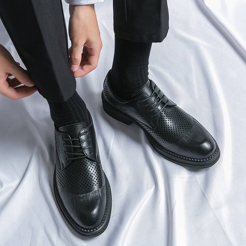 Leather Shoes Men Formal Fashionable Men'S Banquet Business Pointed Toe Low Top Leather Casual Soft Men'S Winter Cotton Shoes_voghion.com