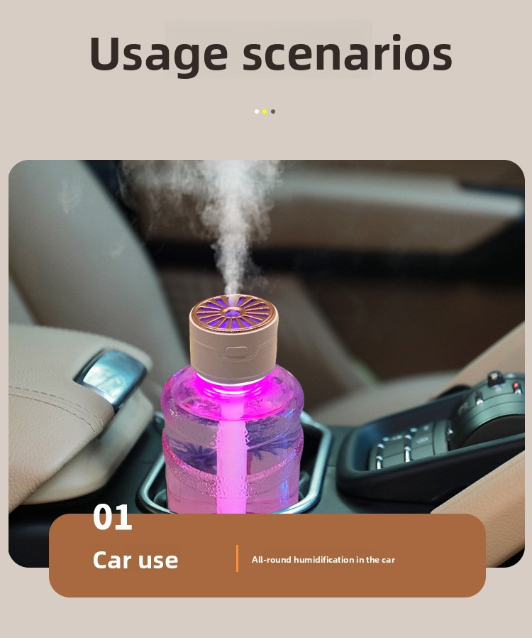 Humidifier & Aroma Diffuser – 500ml Large-Capacity Car/Home Air Moisturizer With 8H Timer, Auto Shut-Off, USB Power – Ultra-Quiet (36dB), 3 Colors_voghion.com