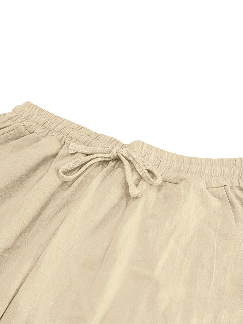 Pantaloni in lino premium da uomo – Pantaloni traspiranti dalla vestibilità comoda con coulisse in vita, leggeri ed eleganti per l'estate_voghion.com