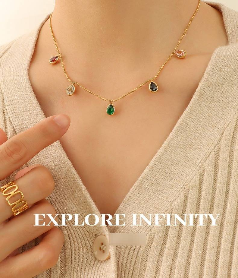 Damessieraden Geometrische Zirkonia Hanger Ketting - Stijlvolle Minimalistische Laagketting Voor Dagelijks Gebruik Sleutelbeenhalsketting_voghion.com