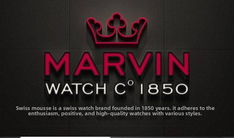 Montre de luxe Marvin pour homme, montre suisse en acier inoxydable avec affichage de la date en cristal de saphir, aiguilles et repères lumineux, mouvement à quartz, étanche jusqu'à_voghion.com