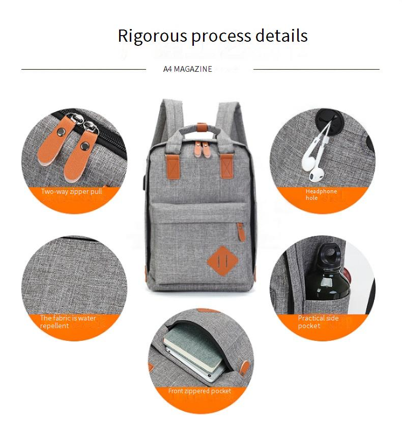 Women's Bags Large Capacity School Bag Computer Bag Multi Pocket USB Backpack Three Piece Set Simple Casual Business Backpack Multi Function_voghion.com