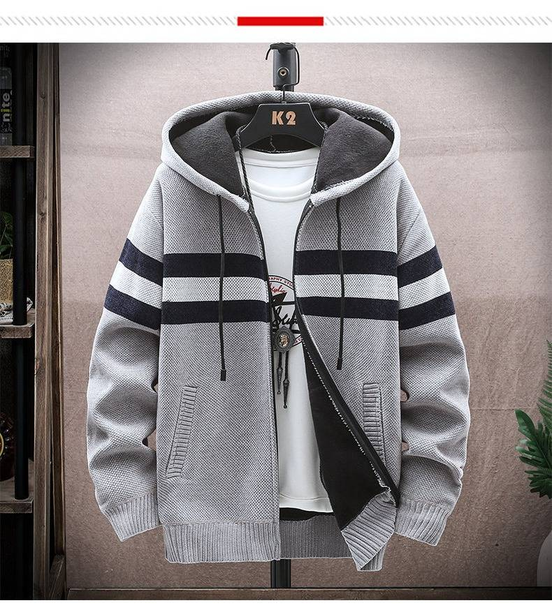 Giacca con cappuccio e cerniera da uomo, foderata in pile - Pullover casual caldo per l'inverno, morbido e confortevole, disponibile in taglie forti_voghion.com