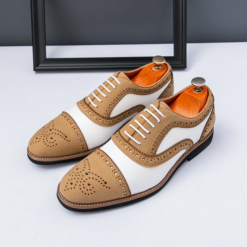 New Men's British Brown Business Derby Shoes Leather Lace-up Casual Office Black Men's Shoes Banquet Dress Wedding Oxford Shoes_voghion.com