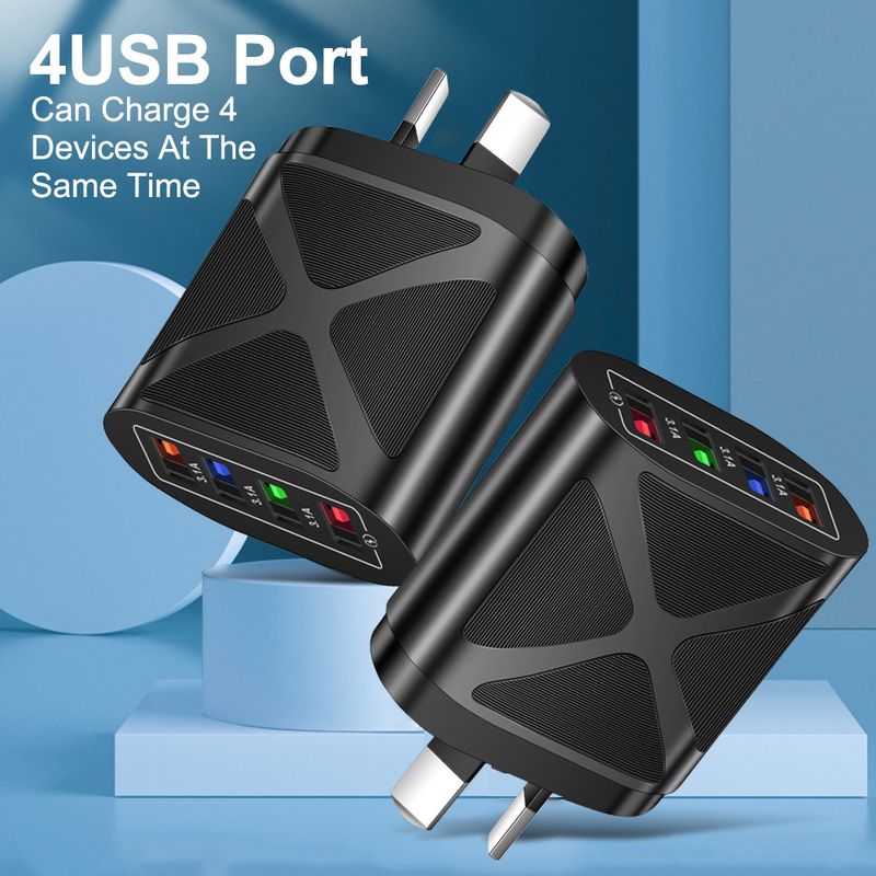 Încărcător de telefon mobil pentru festivaluri de muzică 4USB3.1A, cap de încărcare multi-port, standard britanic, australian, coreean, indian_voghion.com
