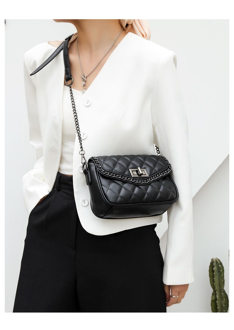 Neue aus echtem Leder, modisch vielseitig, Damentasche mit Diamantgitterkette, einfache und Nischenstruktur,_voghion.com
