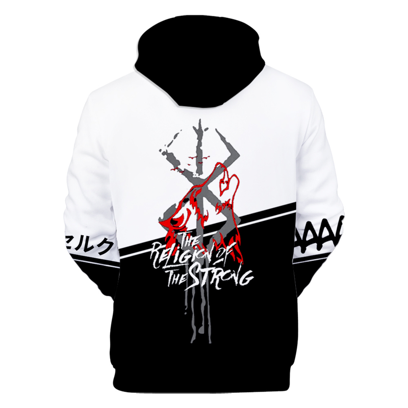 Felpe con cappuccio autunno 3D Comic Berserk Felpe da uomo Donna Pullover unisex Moda Felpa con cappuccio per bambini Casual Ragazzi Nero_voghion.com