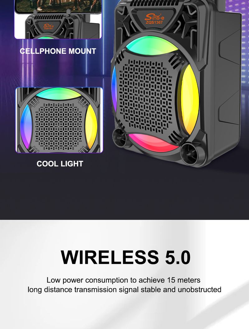 ZQS13673 tolli suur kõlar Bluetooth kõlar välistingimustes kasutatav ruudukujuline tantsupidu suur stereo_voghion.com