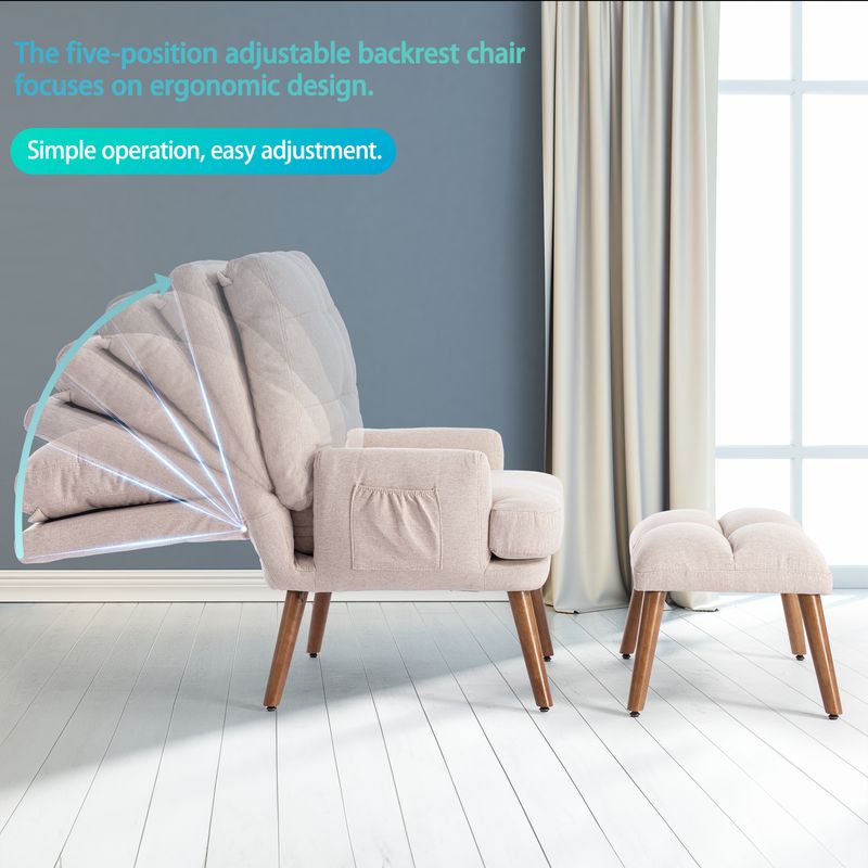 Fauteuil inclinable avec repose-pieds, réglable en 5 positions et rangement latéral, design ergonomique pour le salon_voghion.com