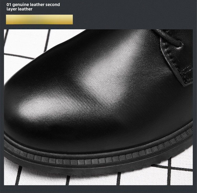 Chaussures en cuir transfrontalières pour printemps et été Chaussures décontractées basses Chaussures pour hommes tout-aller Chaussures de travail noires Chaussures d'affaires de style coréen imperméables pour moi_voghion.com