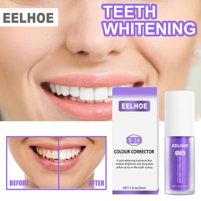 V34 Dentifricio bellissimo Ripara i denti Ripara la pulizia orale Dentifricio viola arancione Pulisci le macchie dei denti_voghion.com