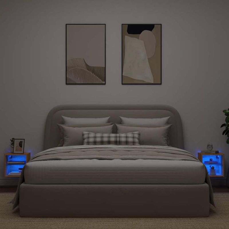 TV-Wandschränke mit LED-Leuchten 2 Stk. Artisan-Eiche_voghion.com