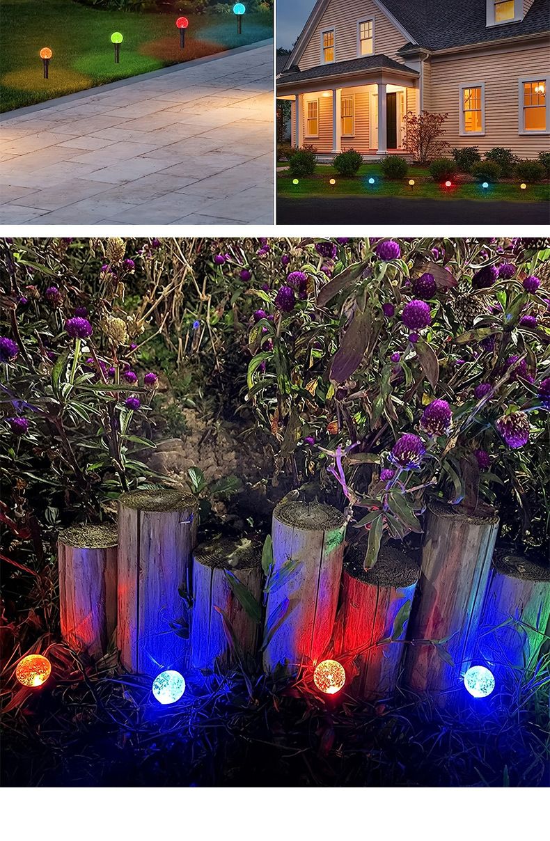 Güneş Enerjili Akrilik Baloncuklu Bahçe Işıkları - Çimler, Verandalar ve Yürüyüş Yolları İçin Su Geçirmez Dış Mekan LED Işık Dizisi (Sıcak Beyaz/Renk Değiştiren 6-12 Saat Çalışma Süresi)_voghion.com
