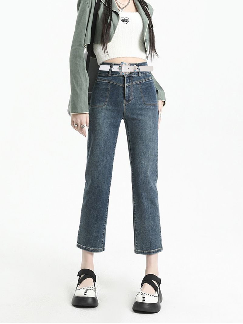 Neuer europäischer und amerikanischer Gürtel für Damen, cooler, vielseitiger Jeansgürtel im Instagram-Stil mit eingelegten blauen Edelsteinen im Vintage-Stil_voghion.com