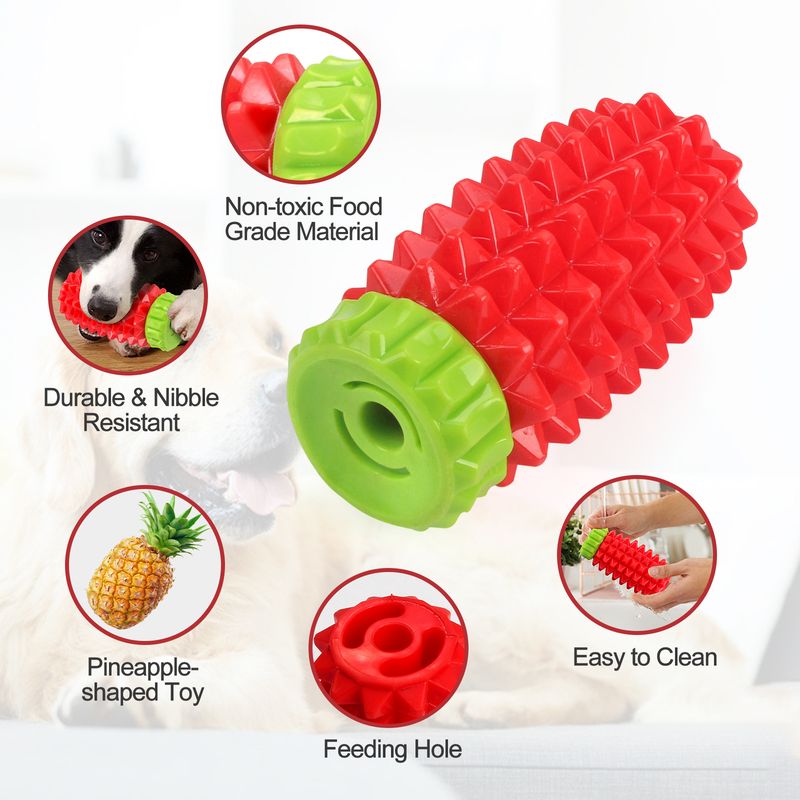 Pet Small And Medium-sized Teething Stick Big Pineapple Food Dispenser TPR Rubber Ball Durable Chew Throw Dog Toy_voghion.com