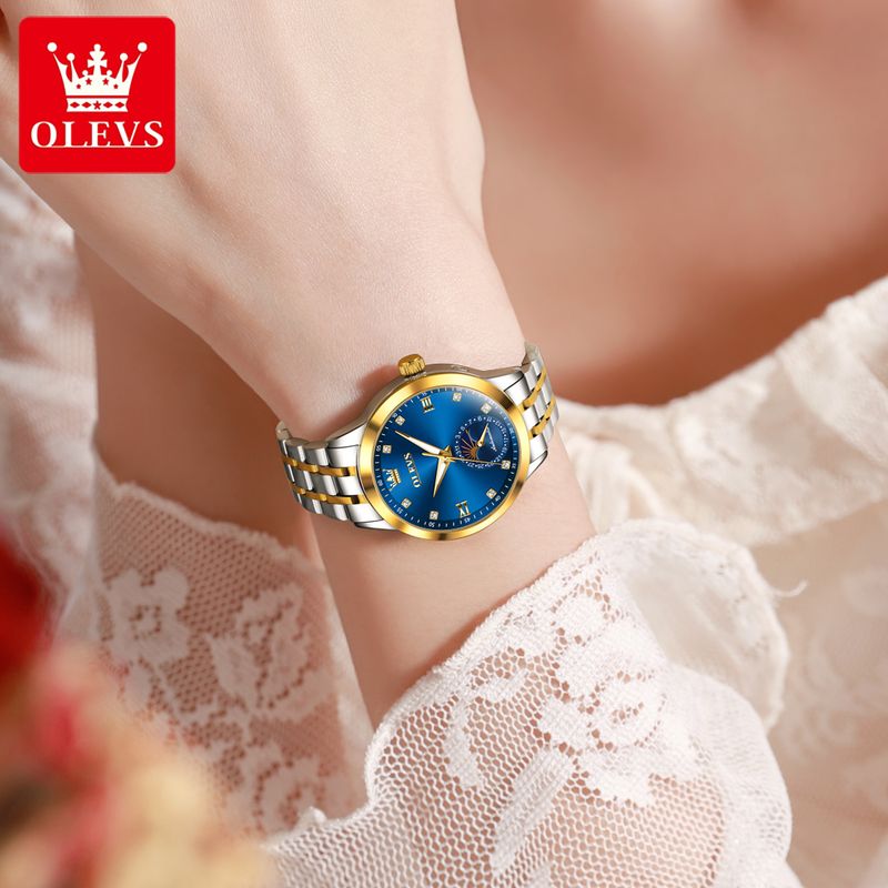 OLEVS 7041 Elegant Women Watch All Automatic Mechanical Watch Luxury Brand Waterproof Moonphase Watch Diamond Dress Women Watch_voghion.com