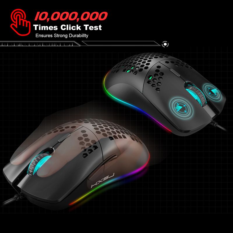 Hole RGB Glow Macro Programiranje Igralna miška 6-tipka za izklop luči Različne žične miške_voghion.com