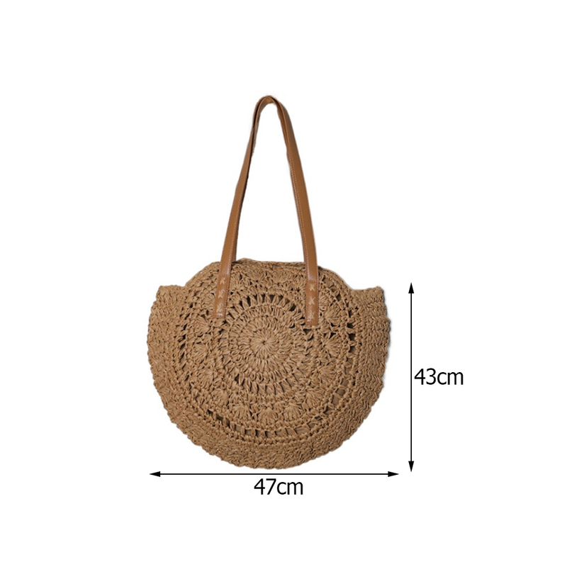 Estate per le donne Borse a tracolla in paglia Borsa da spiaggia all'uncinetto in rafia intrecciata con manico superiore intrecciato in rattan Borse casual 2023_voghion.com