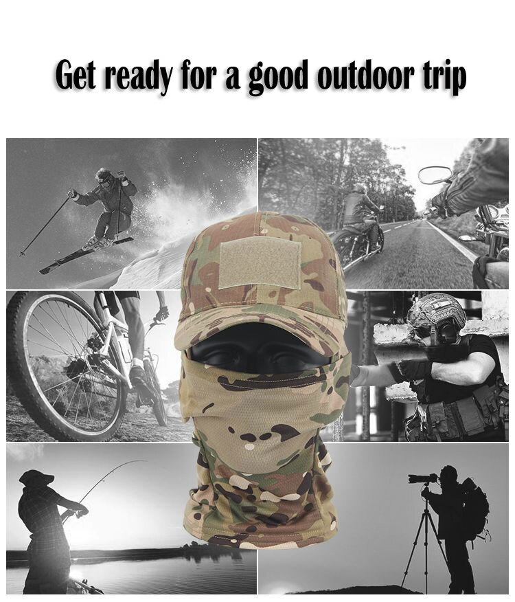 Military Hood Tactical Army Baseball Kepsar för sommaren Snapback Solhattar Utomhus Camouflage Balaclava Halv Ski Mask_voghion.com