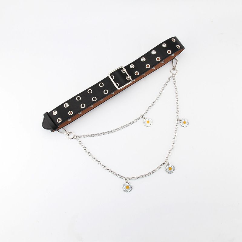 Punk-Stil zweireihiges Loch transparent koreanische Version trendige Jeans Modekette ohne Stanzen Ins Gürtel_voghion.com