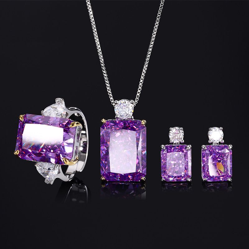2024 Neuer Zhuangsheng-Schmuck mit kohlenstoffreichem Diamant im Eisblumenschliff, lila Diamant-Kupfer-Set, Retro-Set für Damen, 12 x 16-10 x 12_voghion.com