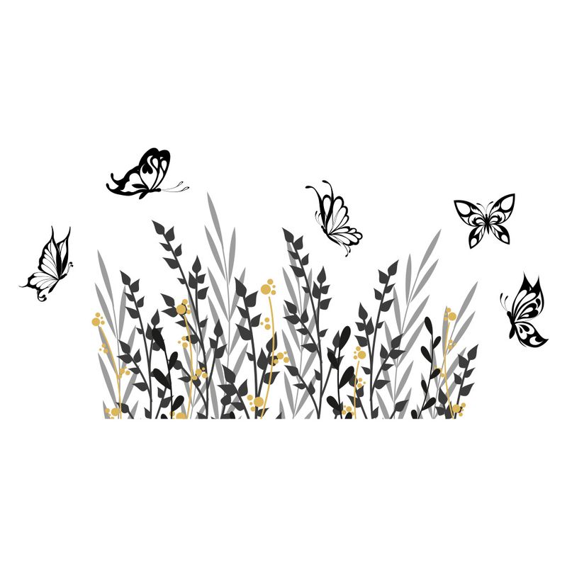 Schwarz schmetterling weizen ohr PVC matt N1758 wohnzimmer schlafzimmer hintergrund dekoration wand aufkleber_voghion.com