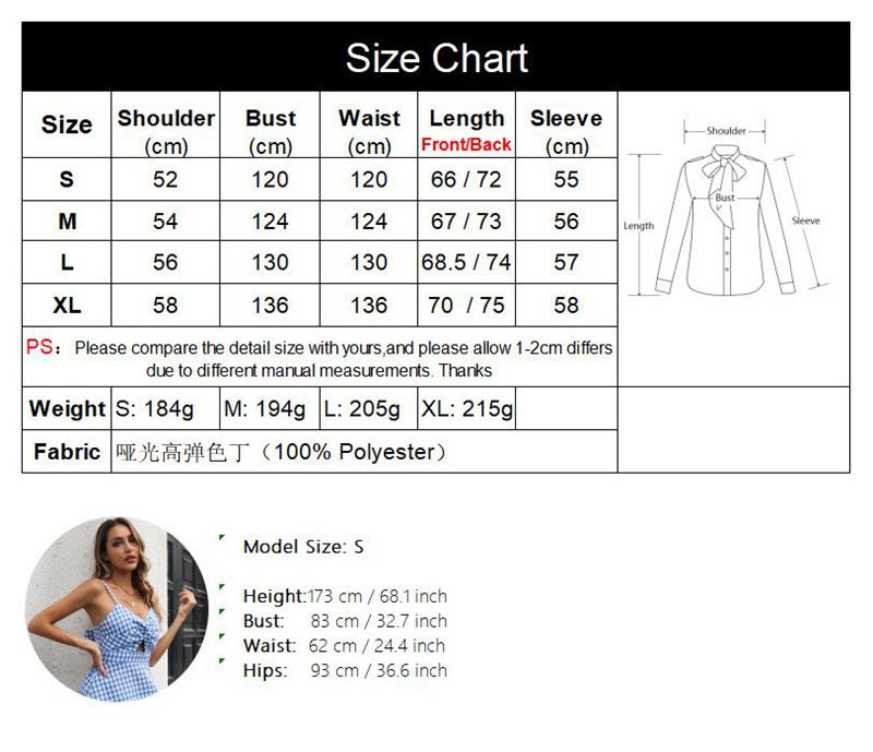 Camicia da donna di media lunghezza a maniche lunghe a maniche lunghe in raso di alta qualità a quadri_voghion.com