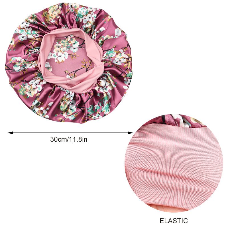 Hijab e turbante, nuovo berretto da notte in raso stampato, elastico, a tesa larga, per la cura dei capelli da donna, cappello rotondo, cuffia da strega_voghion.com