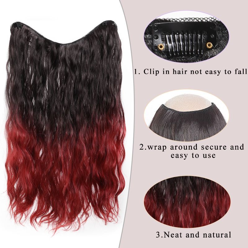 Peruca para mulheres em forma de V extensões de cabelo de uma peça Volume Fibra química volumosa cabelos cacheados peças de uma peça 55cm140g_voghion.com