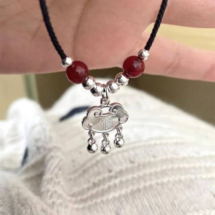 Nouveau collier chinois ins étudiant meilleur ami sécurité style ethnique tissé à la main longue durée serrure cloche pendentif_voghion.com