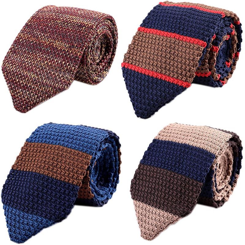 Cravatta a righe tinta unita in lana lavorata a maglia per uomo 2023, stile britannico, a forma di freccia appuntita, versione coreana, da 7 cm_voghion.com