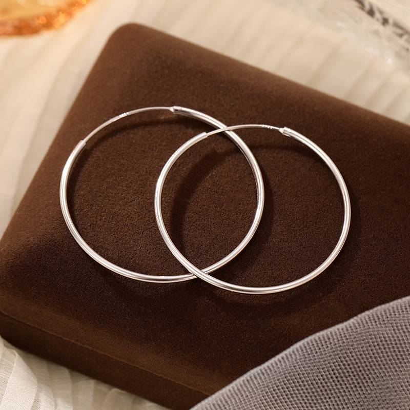 Anello per orecchio in argento S925 con fibbia per orecchio in argento, misura dell'orecchino, anello per orecchino, gioielli per orecchino in argento per primavera estate autunno inverno, senza piercing all'orecchio._voghion.com