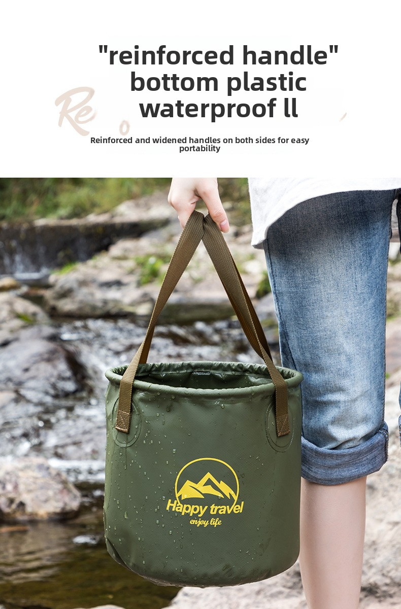 Zusammenklappbarer PVC-Eimer – tragbarer Mehrzweck-Wasserbehälter für Camping, Angeln, Reisen und den Einsatz im Auto (faltbar und leicht)_voghion.com